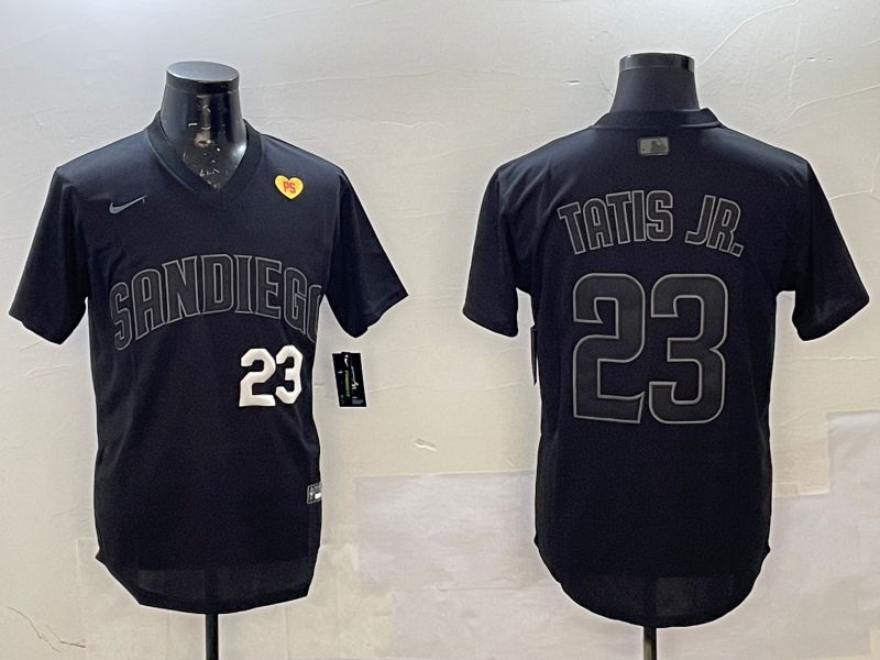 Men 2025 San Diego Padres #23 Tatis jr Black Throwback Nike MLB Jersey style 71210